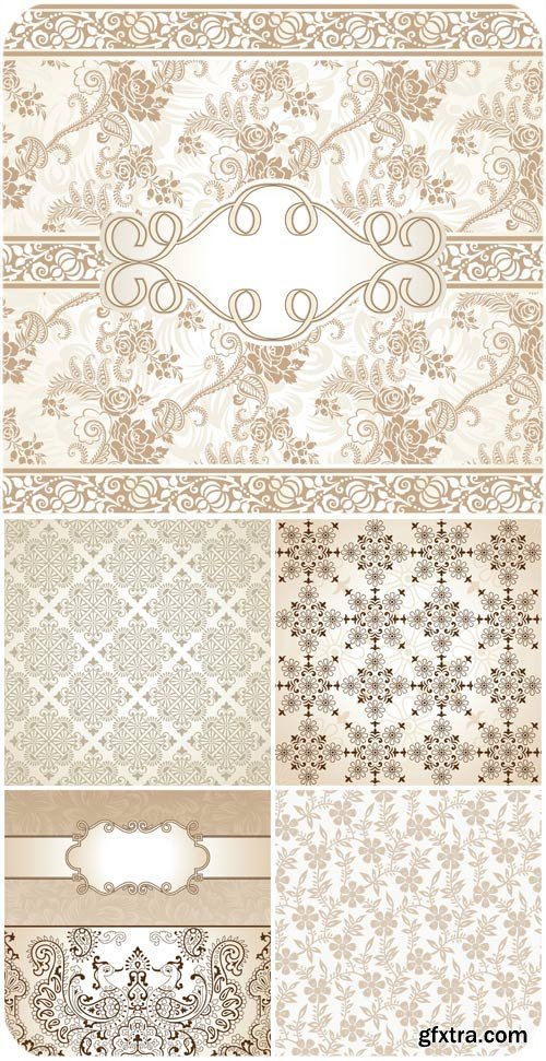 Backgrounds with beautiful patterns, floral ornaments vector