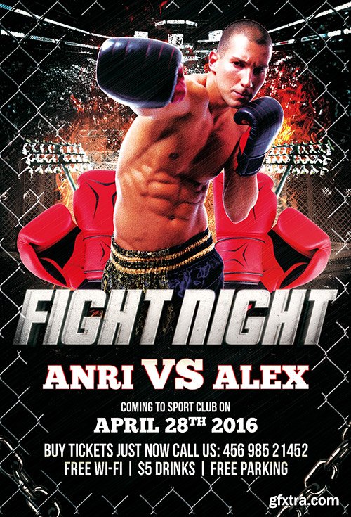 Fight night PSD Flyer Template + Facebook Cover