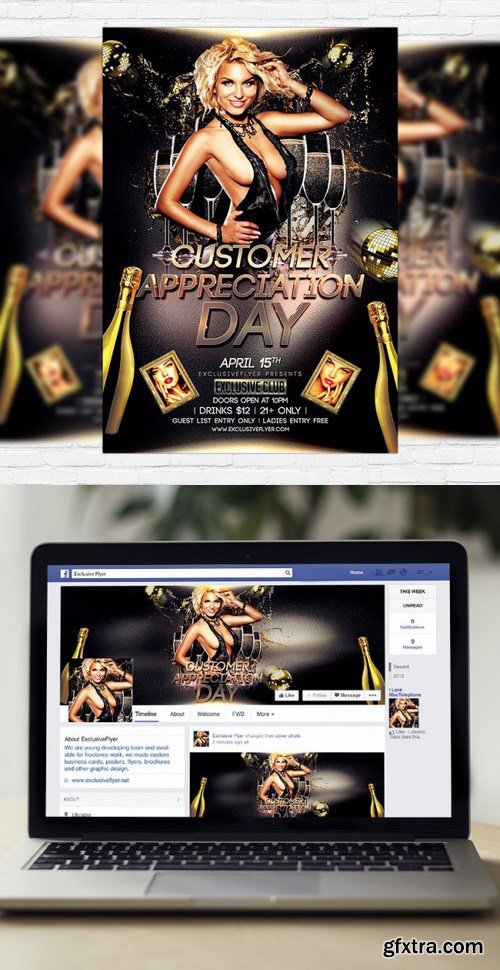 Customer Appreciation Day Flyer PSD Template + Facebook Cover