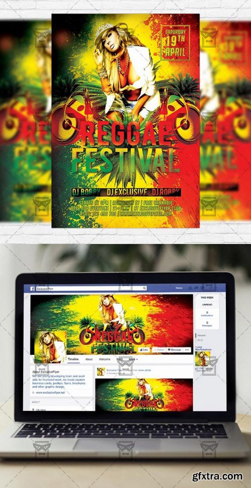 Reggae Festival Flyer PSD Template + Facebook Cover