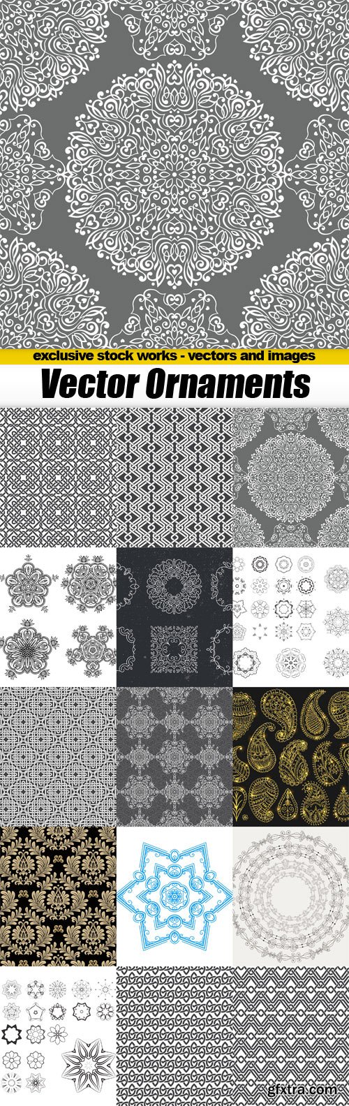 Vector Ornaments and Seamless Patterns - 15x EPS