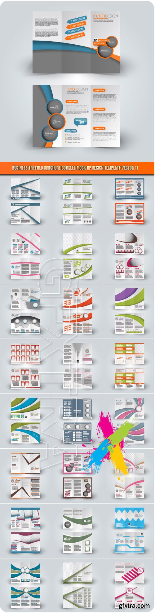 Business tri-fold brochure booklet mock up design template vector 11