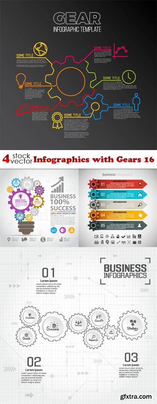 Vectors - Infographics with Gears 16