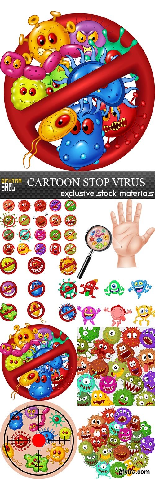 Cartoon stop virus, 8 x UHQ JPEG