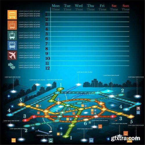 city transport infographic 8X EPS