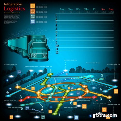 city transport infographic 8X EPS