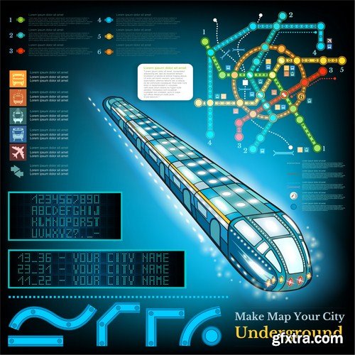 city transport infographic 8X EPS