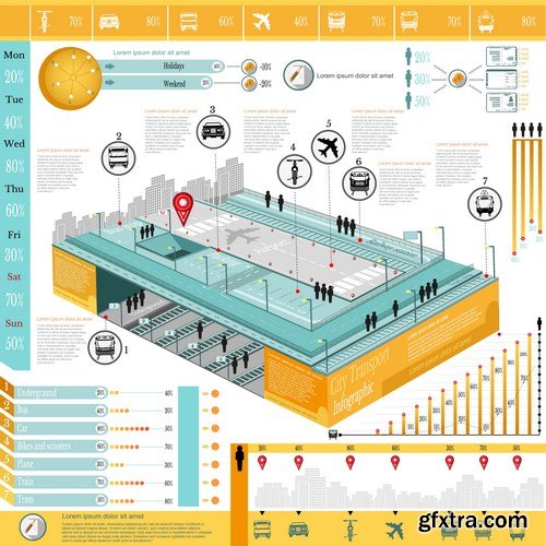 city transport infographic 8X EPS