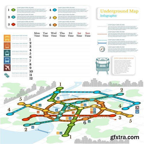 city transport infographic 8X EPS