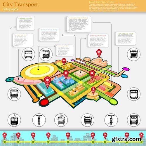 city transport infographic 8X EPS