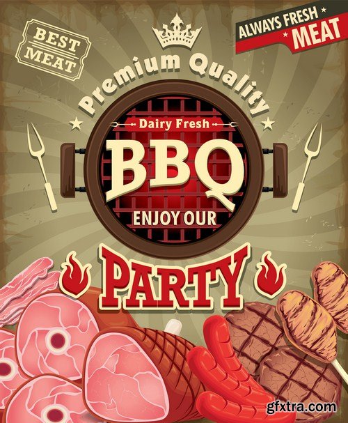 Bbq grill party grilled meat 10X EPS