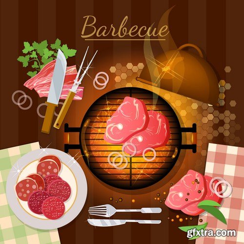 Bbq grill party grilled meat 10X EPS