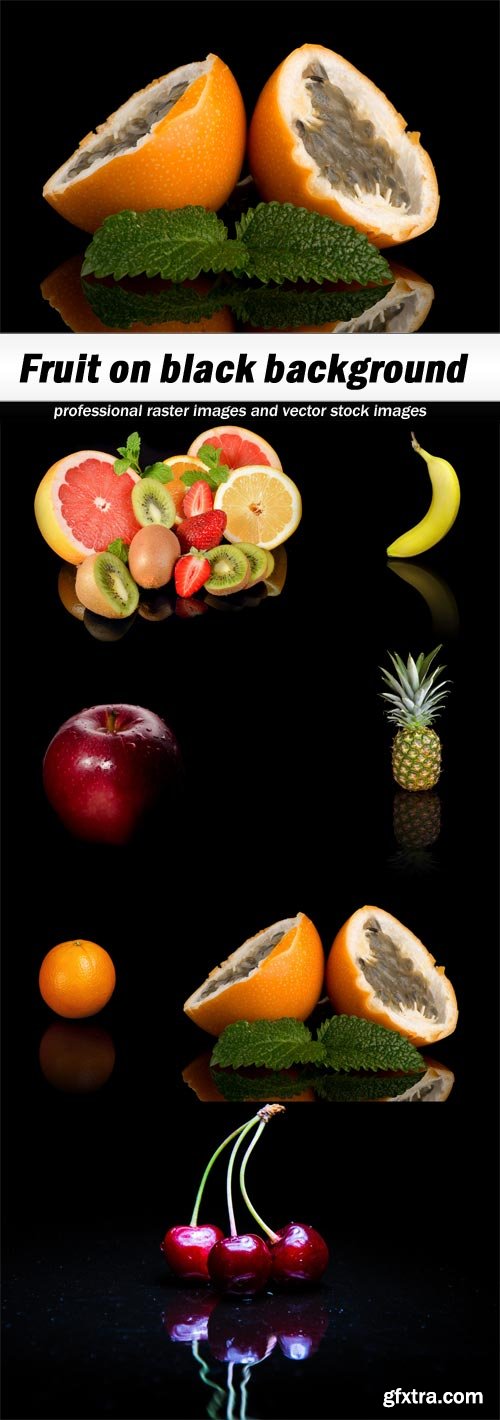 Fruit on black background