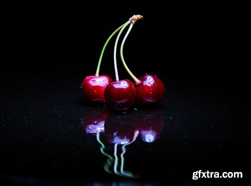 Fruit on black background