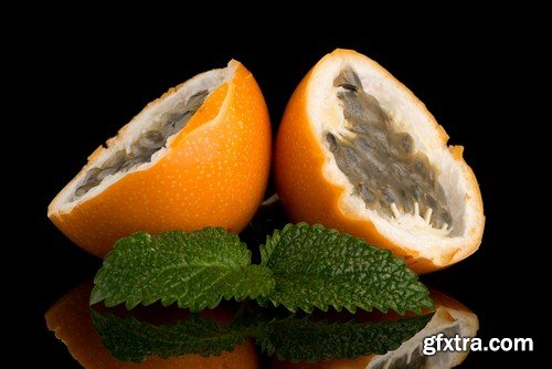 Fruit on black background