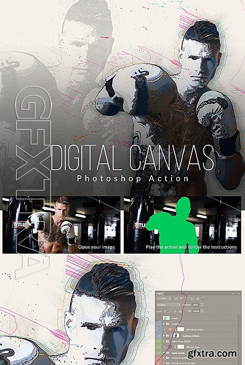 GraphicRiver - Digital Canvas Photoshop Action 15379615