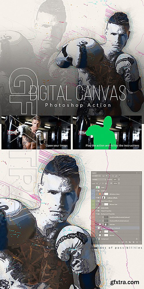 GraphicRiver - Digital Canvas Photoshop Action 15379615