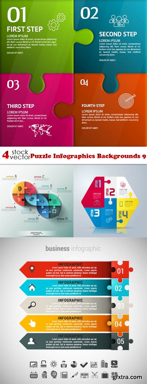 Vectors - Puzzle Infographics Backgrounds 9