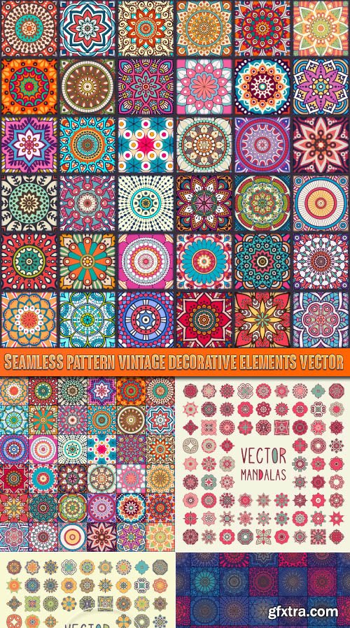 Seamless pattern vintage decorative elements vector