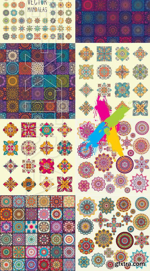 Seamless pattern vintage decorative elements vector