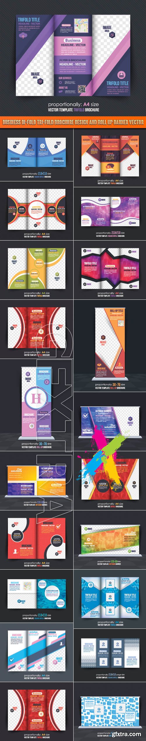 Business Bi-Fold Tri-Fold Brochure Design and Roll up banner vector