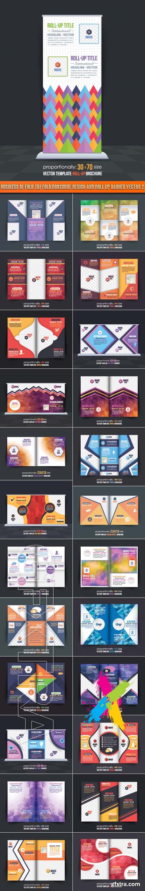 Business Bi-Fold Tri-Fold Brochure Design and Roll up banner vector 2