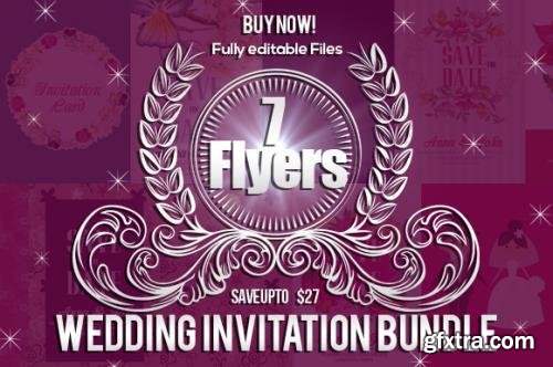 CreativeMarket Two Sided Wedding Invitation Bundle 614597