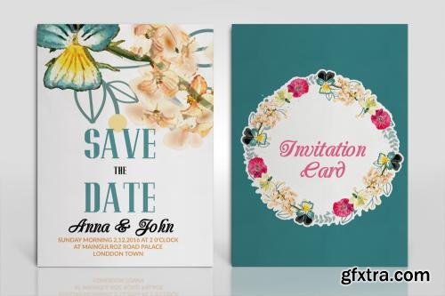 CreativeMarket Two Sided Wedding Invitation Bundle 614597