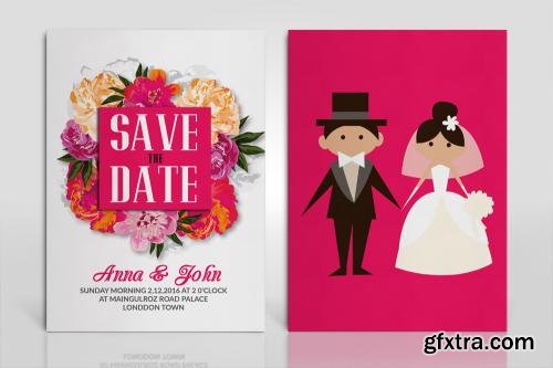 CreativeMarket Two Sided Wedding Invitation Bundle 614597