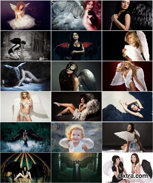 Collection of woman girl with black angel wings wing 25 HQ Jpeg