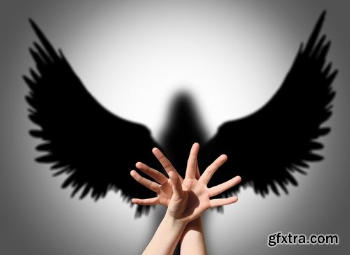 Collection of woman girl with black angel wings wing 25 HQ Jpeg