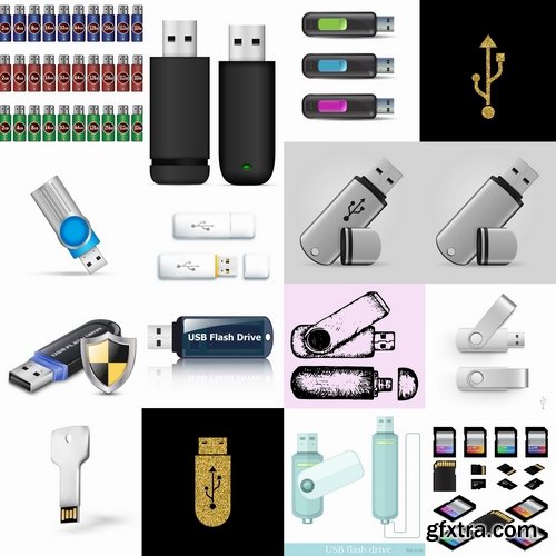 Collection of flash drive technology 25 EPS