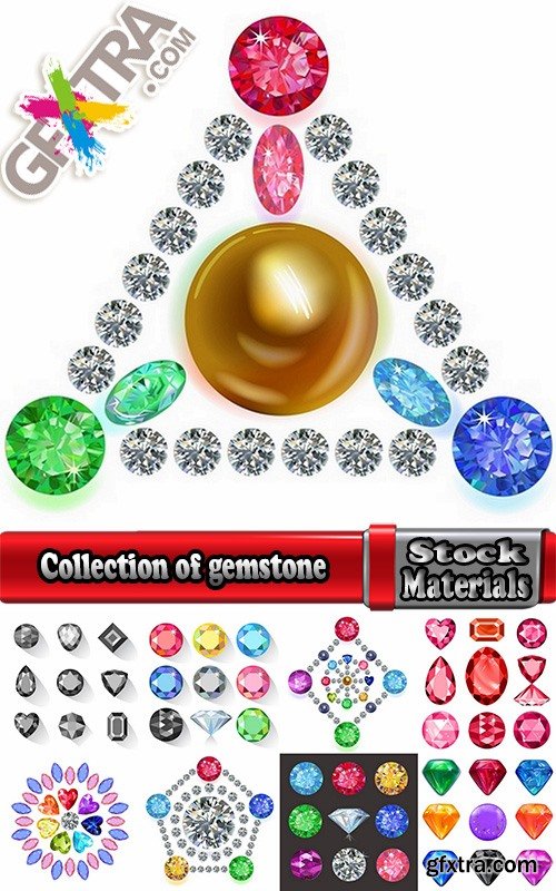 Collection of gemstone web icon design element 25 EPS