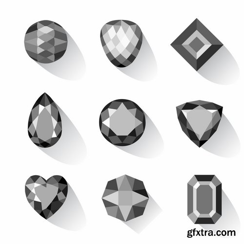 Collection of gemstone web icon design element 25 EPS