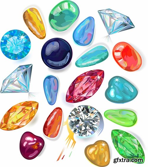 Collection of gemstone web icon design element 25 EPS