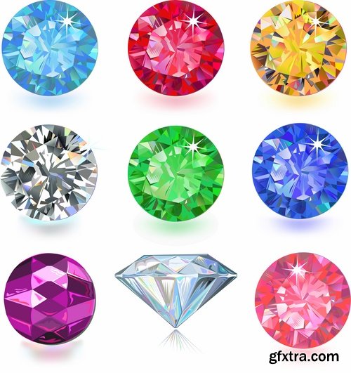 Collection of gemstone web icon design element 25 EPS