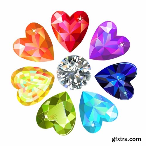 Collection of gemstone web icon design element 25 EPS