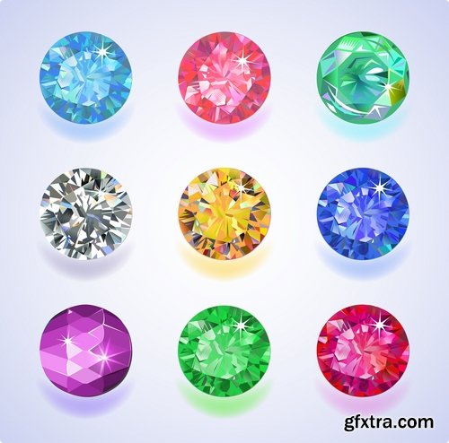 Collection of gemstone web icon design element 25 EPS