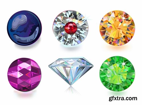 Collection of gemstone web icon design element 25 EPS