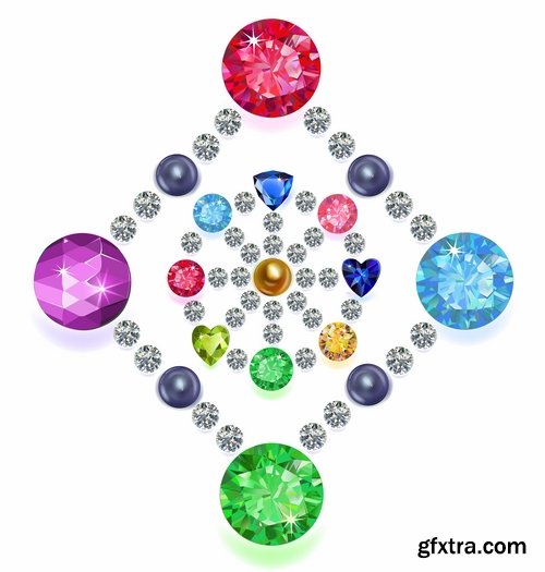 Collection of gemstone web icon design element 25 EPS