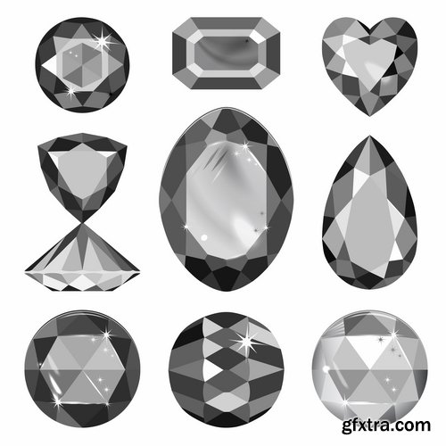 Collection of gemstone web icon design element 25 EPS