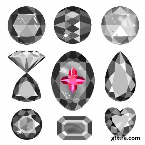 Collection of gemstone web icon design element 25 EPS