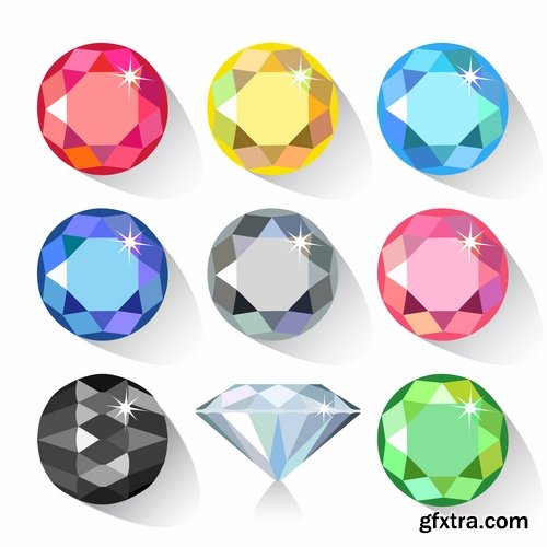 Collection of gemstone web icon design element 25 EPS