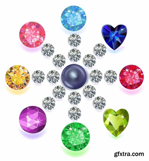 Collection of gemstone web icon design element 25 EPS