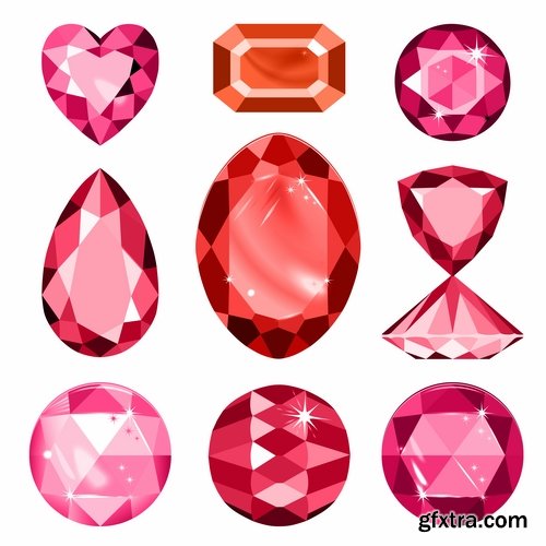 Collection of gemstone web icon design element 25 EPS