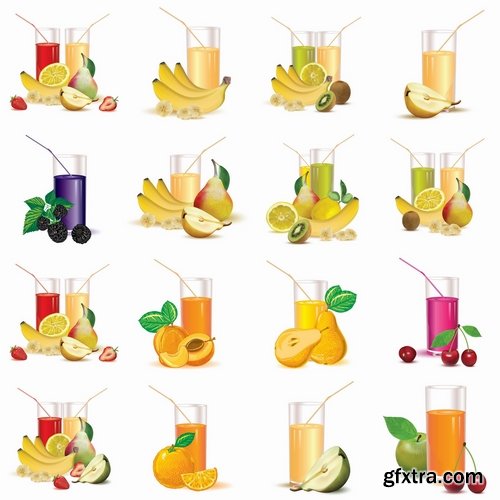 Collection of fresh juice drink 25 EPS