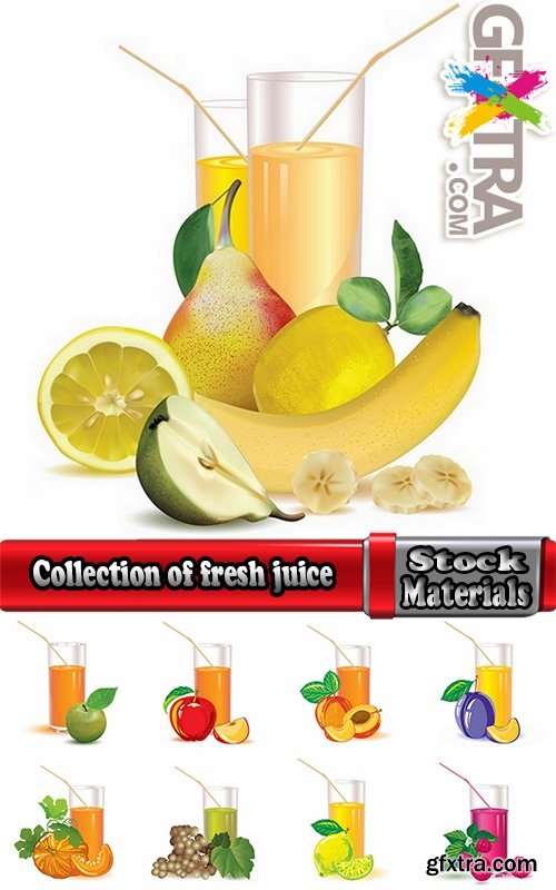 Collection of fresh juice drink 25 EPS