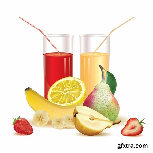 Collection of fresh juice drink 25 EPS