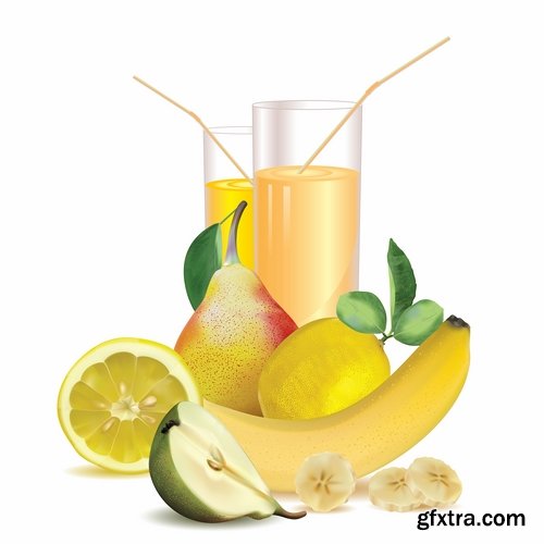 Collection of fresh juice drink 25 EPS