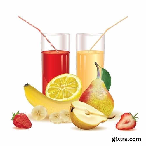 Collection of fresh juice drink 25 EPS